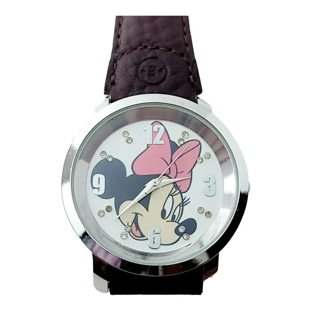 Vintage Disney's Minnie Mouse Leather Band Watch New‎ Battery